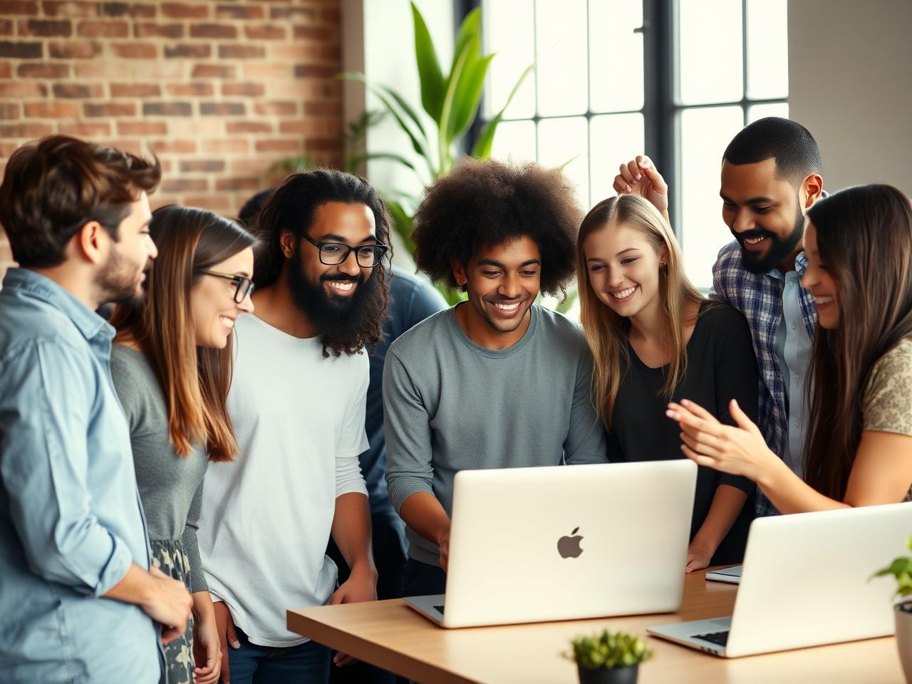 Vapordex team huddle around a laptop