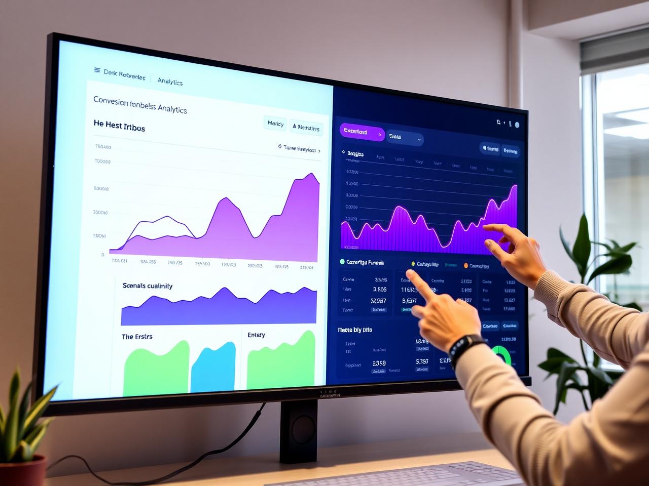 Analytics dashboard with conversion funnel
