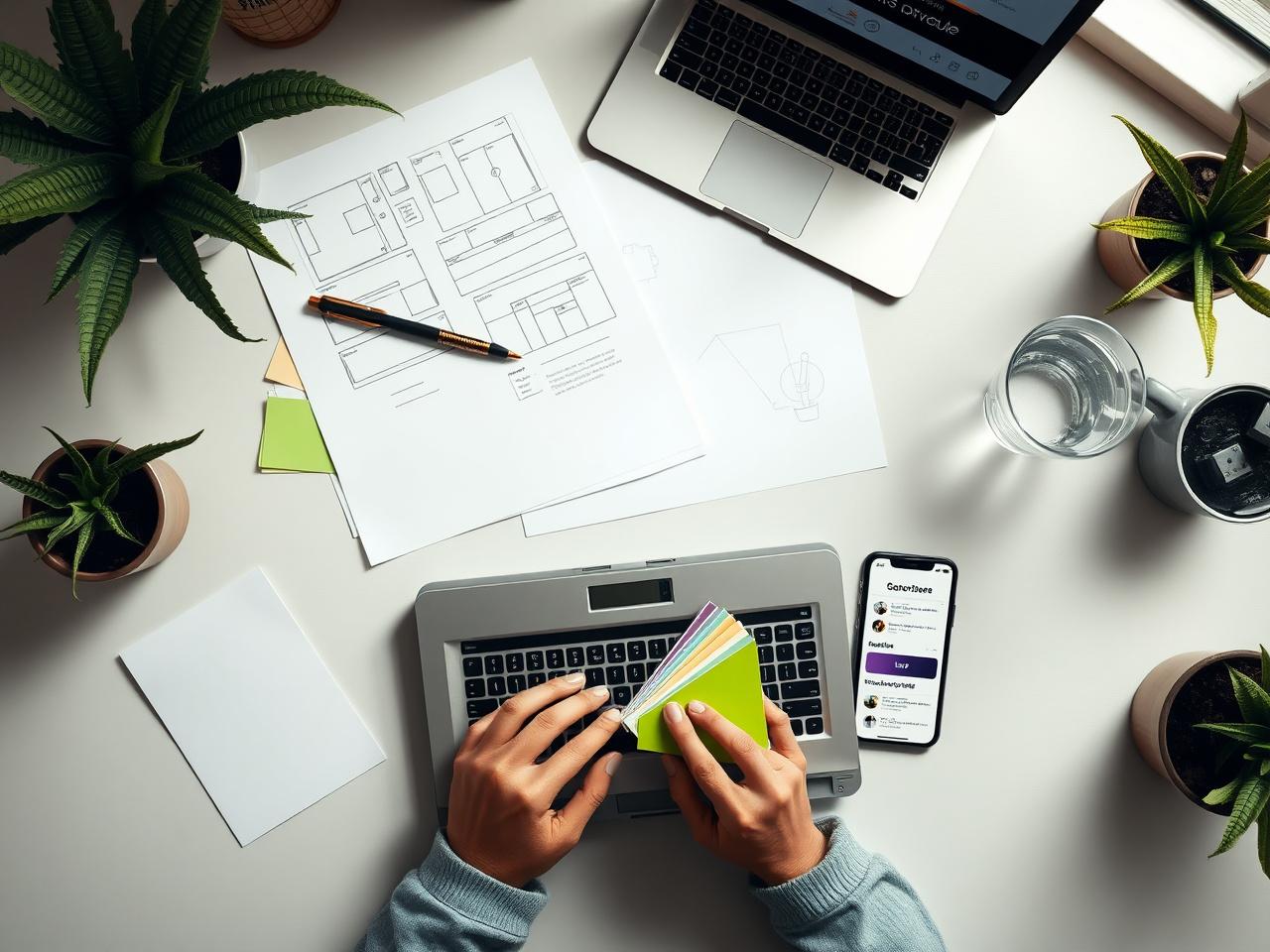 Designer wireframes and website mockup