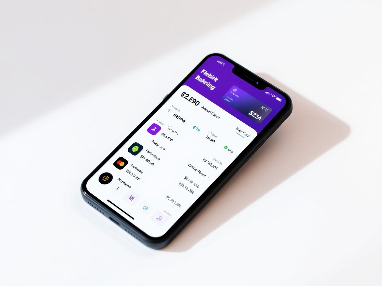 Fintech mobile banking dashboard mockup